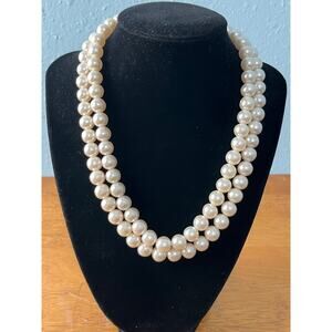 VTG Double Strand Faux Champagne Pearl Necklace Coquette Regency